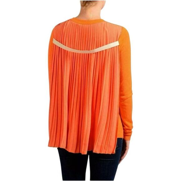 Maison Margiela MM6 Orange Knit Pleated Cape Pullover Sweater Size S Barbie Luxe - Picture 1 of 14